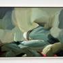 Lagoon in ivory float frame, total size 104 x 64