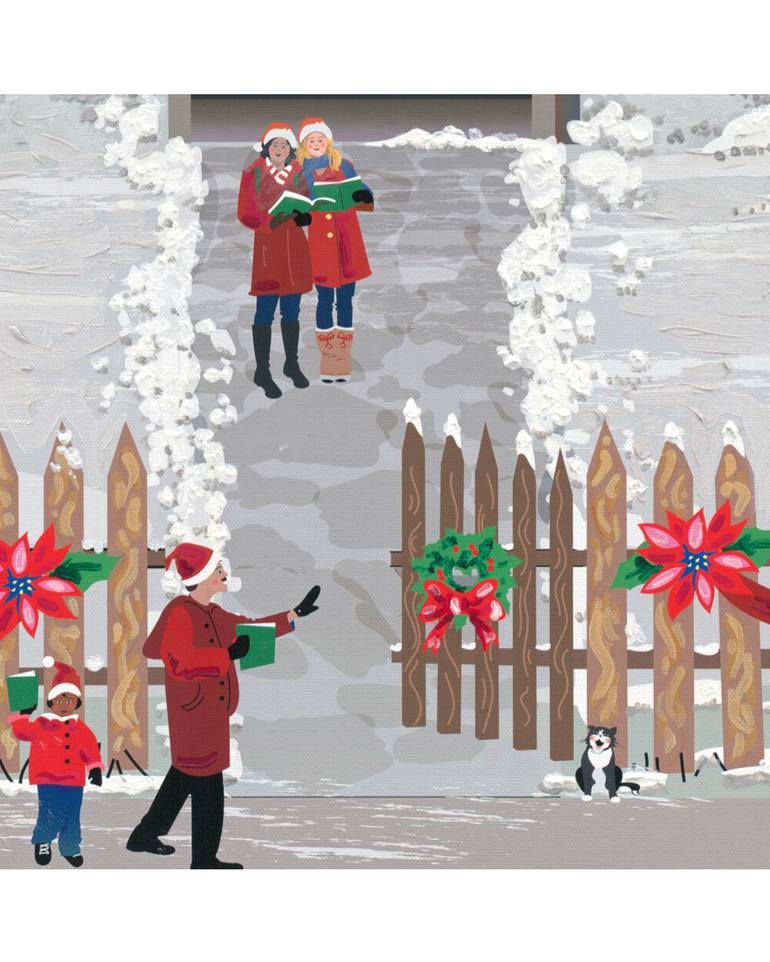 Original Folk Family Painting by Julie Pace Hoff