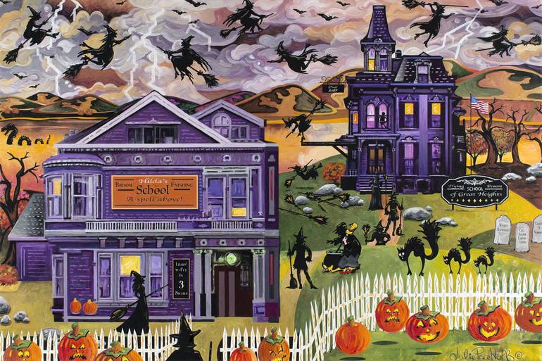 Print of Folk Landscape Paintings by Julie Pace Hoff