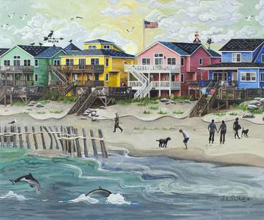 Original Folk Beach Paintings by Julie Pace Hoff