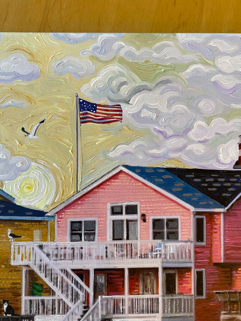 Original Folk Beach Painting by Julie Pace Hoff