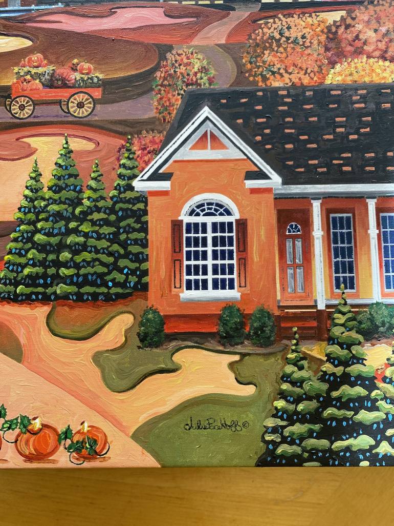 Original Folk Landscape Painting by Julie Pace Hoff