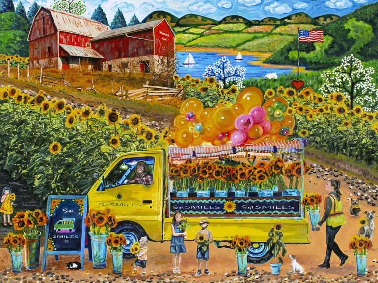 Print of Folk Landscape Paintings by Julie Pace Hoff