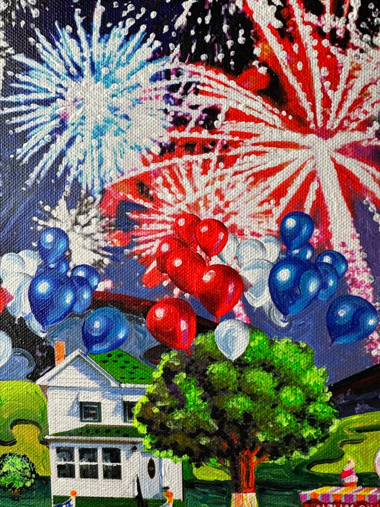 Original Folk Landscape Painting by Julie Pace Hoff