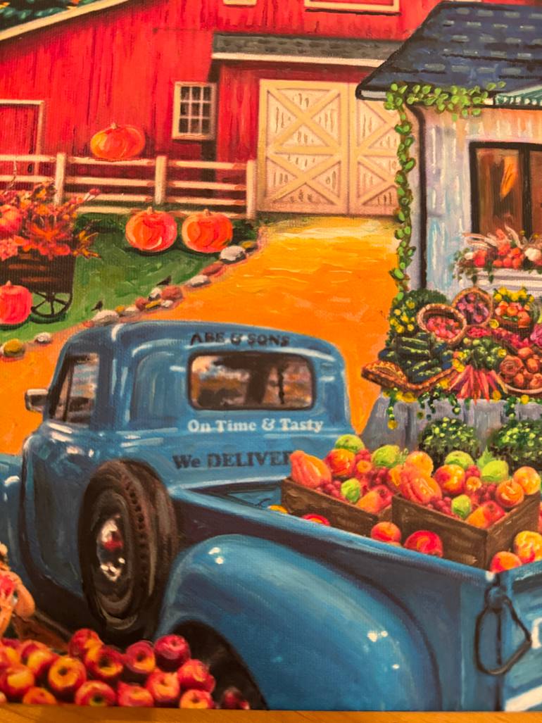 Original Folk Landscape Painting by Julie Pace Hoff