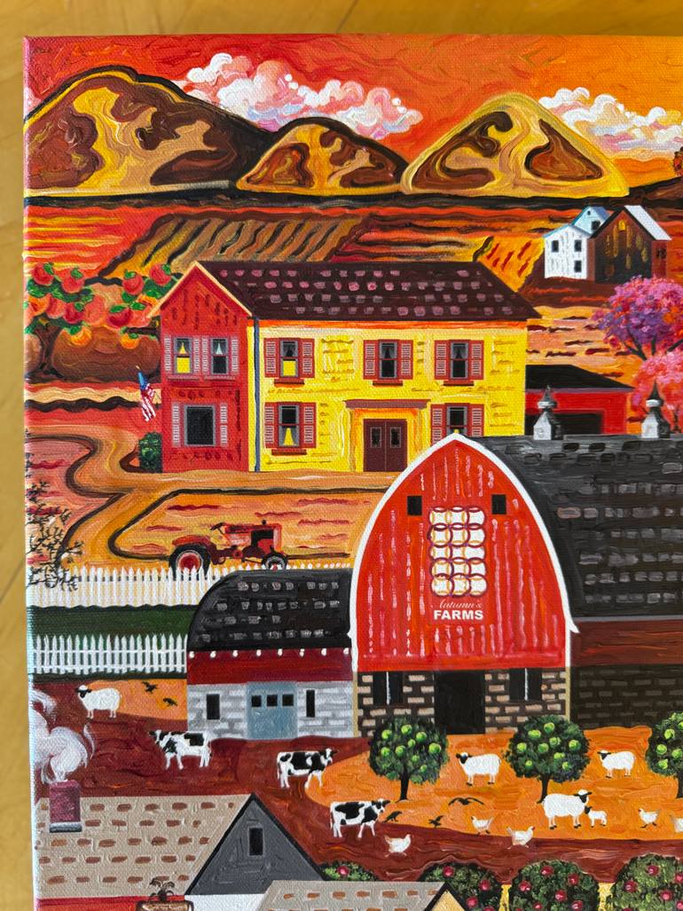 Original Folk Landscape Painting by Julie Pace Hoff