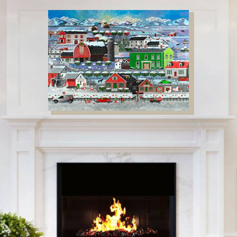 Original Folk Landscape Painting by Julie Pace Hoff