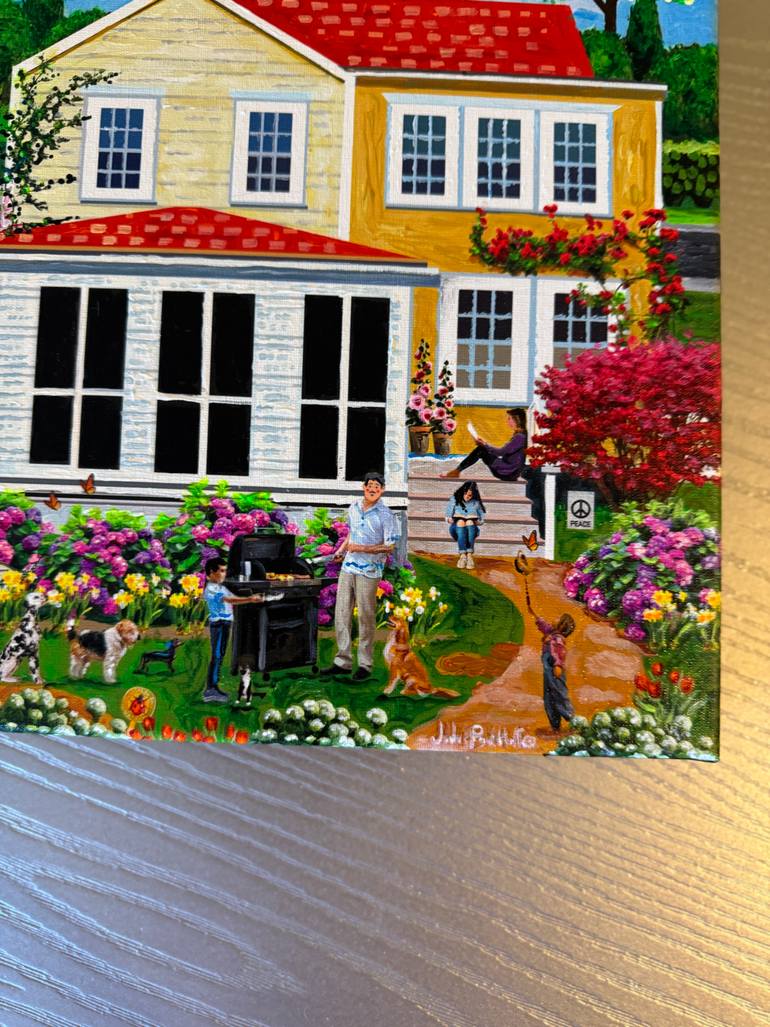 Original Folk Family Painting by Julie Pace Hoff