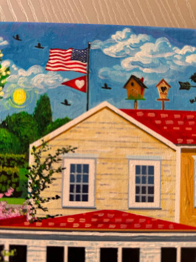 Original Folk Family Painting by Julie Pace Hoff