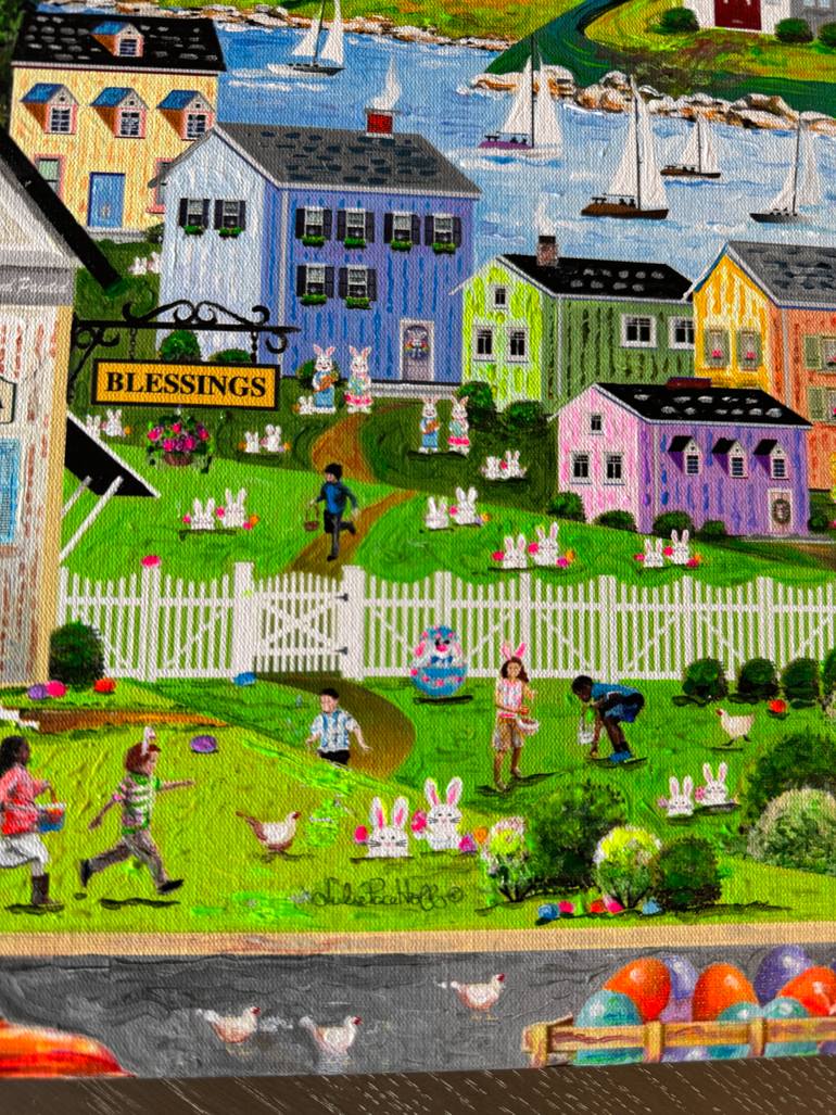 Original Folk Landscape Painting by Julie Pace Hoff