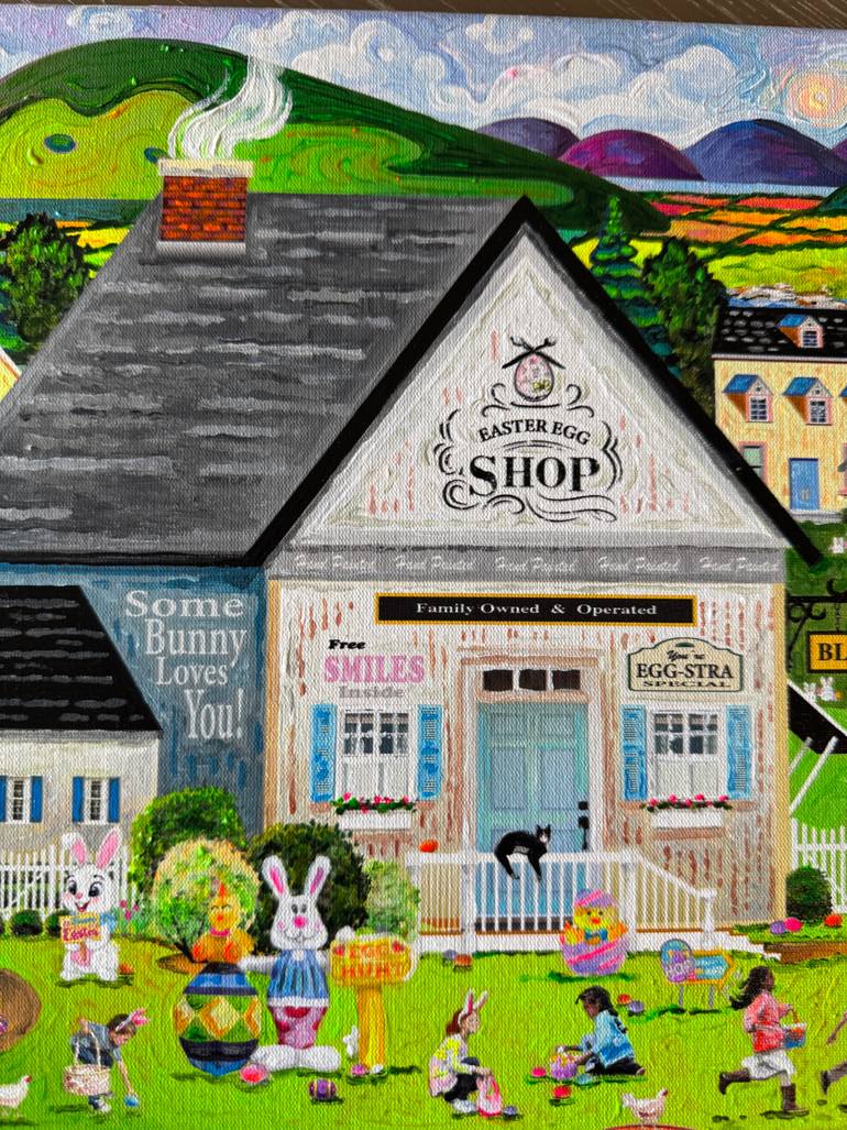 Original Folk Landscape Painting by Julie Pace Hoff