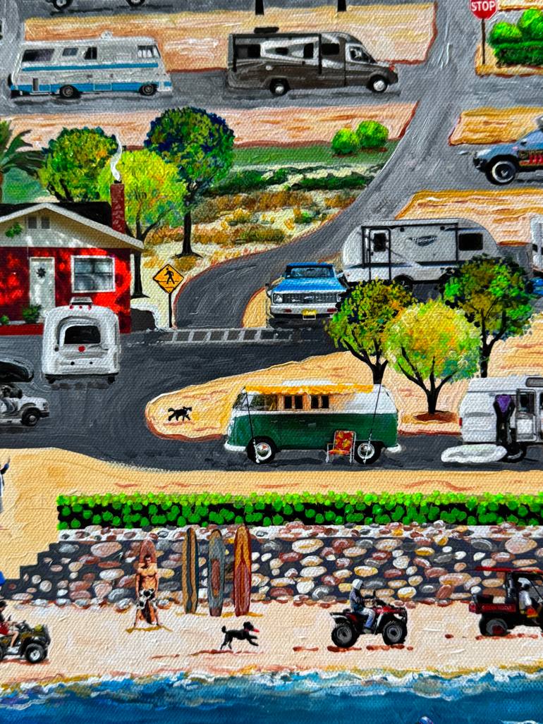 Original Folk Beach Painting by Julie Pace Hoff