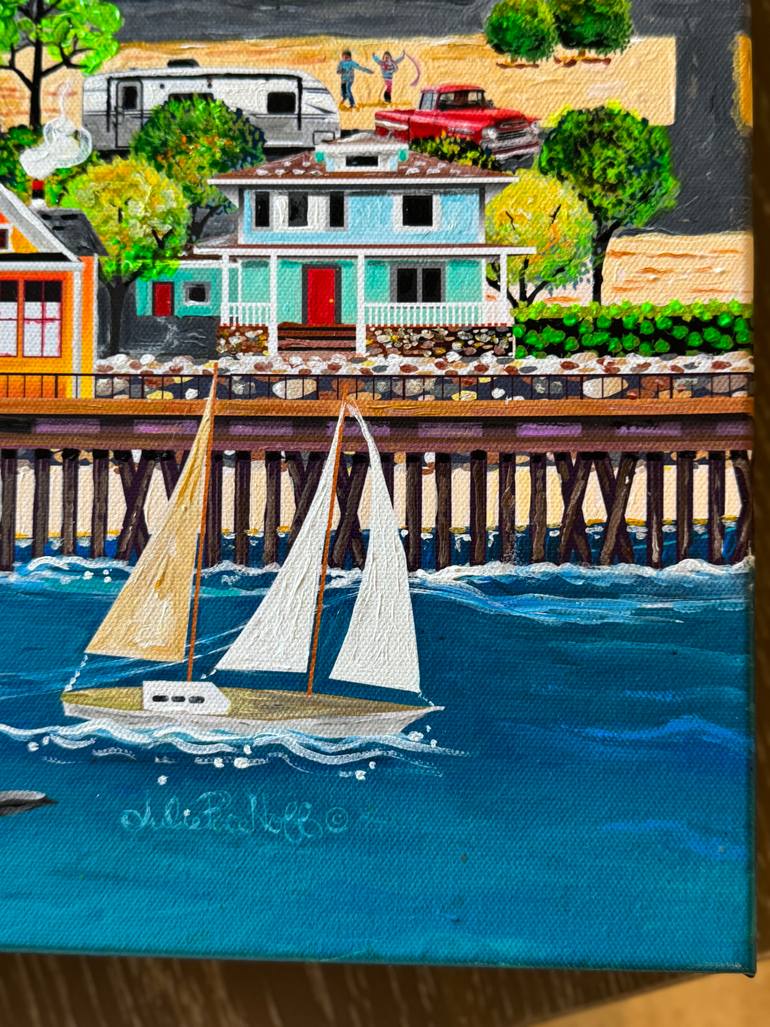 Original Folk Beach Painting by Julie Pace Hoff