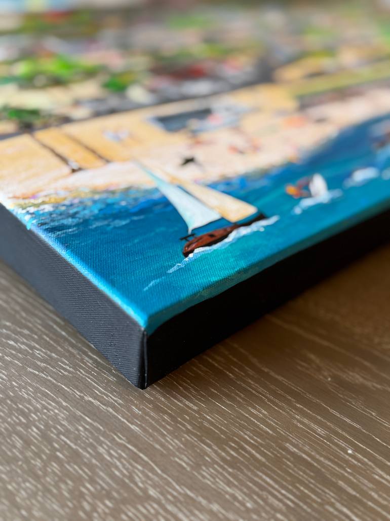 Original Folk Beach Painting by Julie Pace Hoff