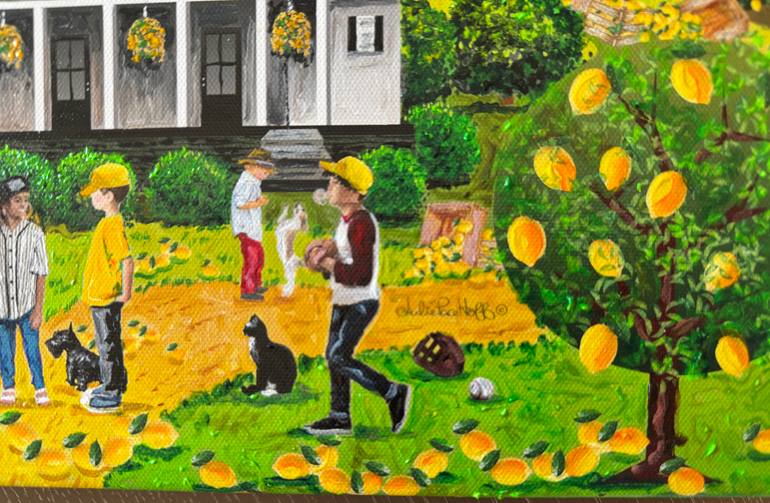 Original Folk Home Painting by Julie Pace Hoff