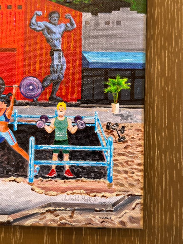 Original Folk Beach Painting by Julie Pace Hoff