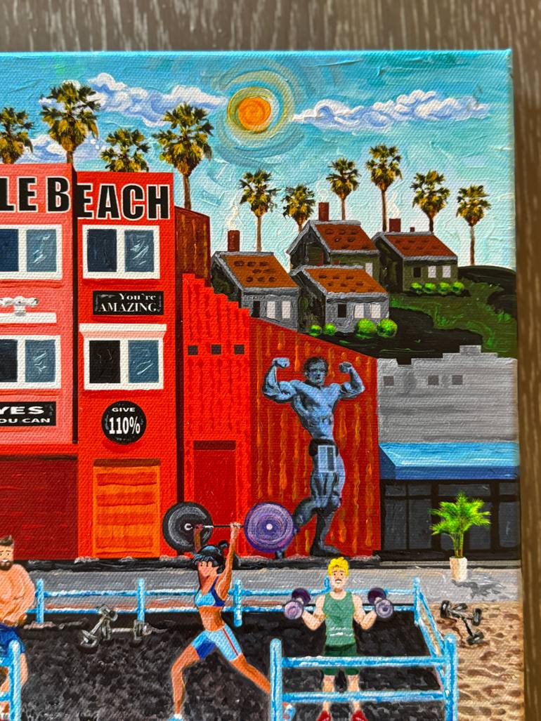 Original Folk Beach Painting by Julie Pace Hoff