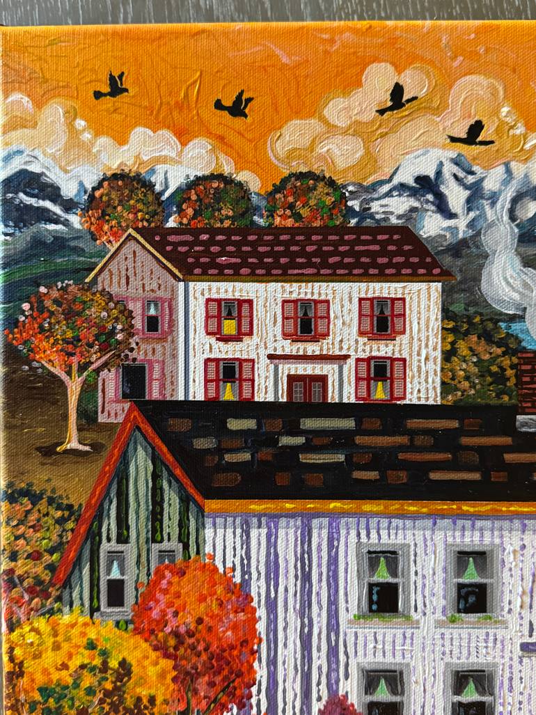 Original Folk Landscape Painting by Julie Pace Hoff