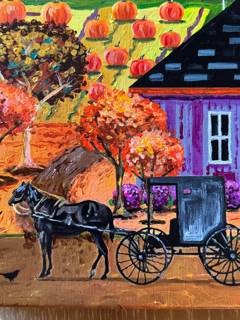 Original Folk Landscape Painting by Julie Pace Hoff