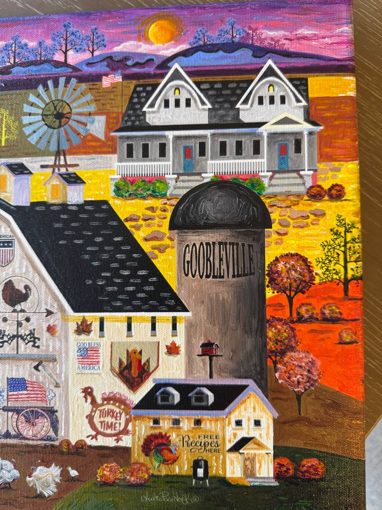 Original Folk Landscape Painting by Julie Pace Hoff