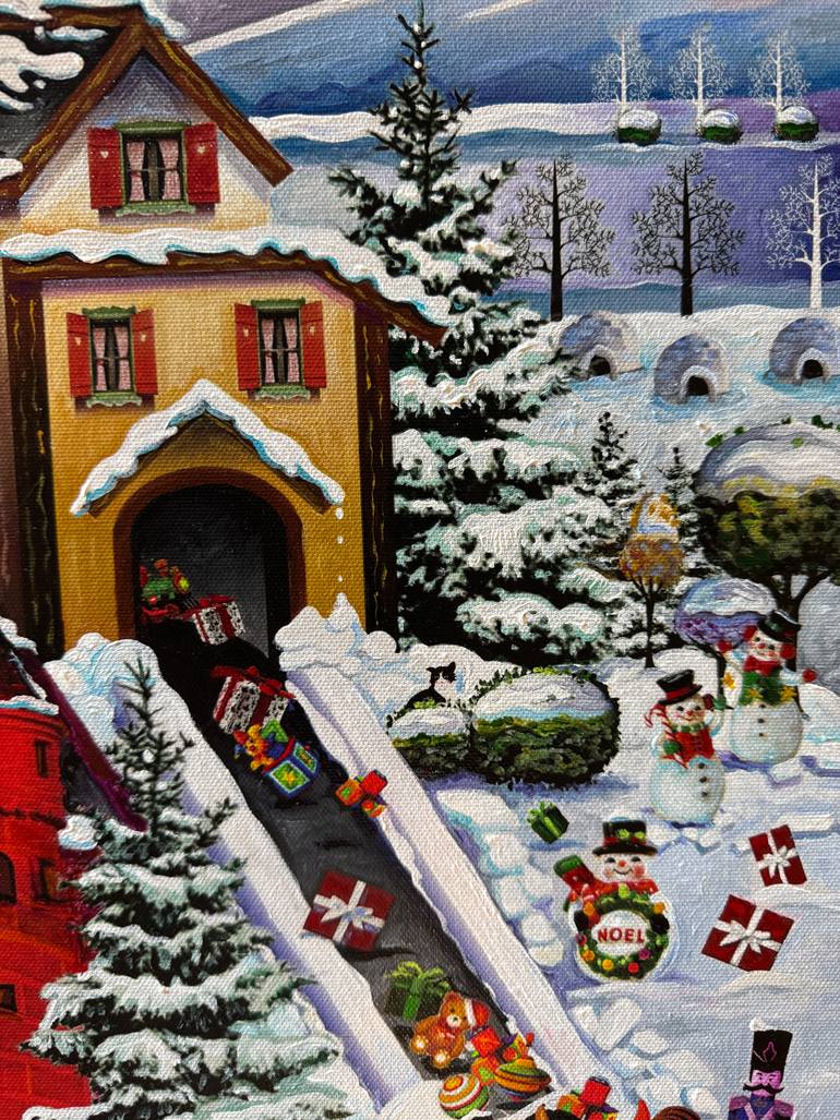 Original Folk Christmas Painting by Julie Pace Hoff