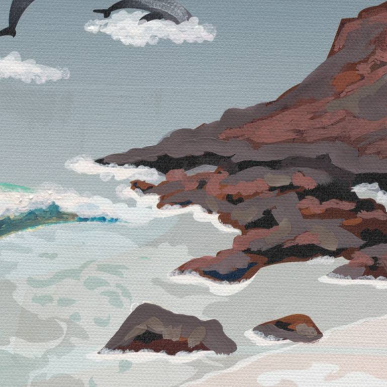 Original Folk Sailboat Painting by Julie Pace Hoff