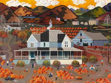 Original Folk Landscape Paintings by Julie Pace Hoff