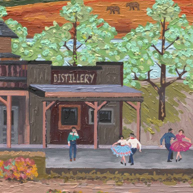 Original Folk Landscape Painting by Julie Pace Hoff