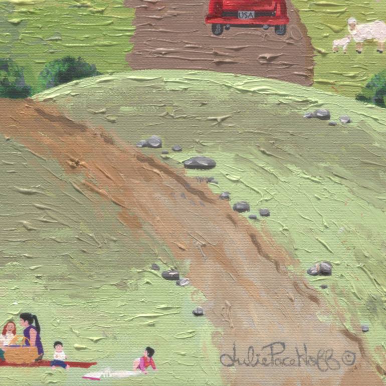 Original Folk Landscape Painting by Julie Pace Hoff