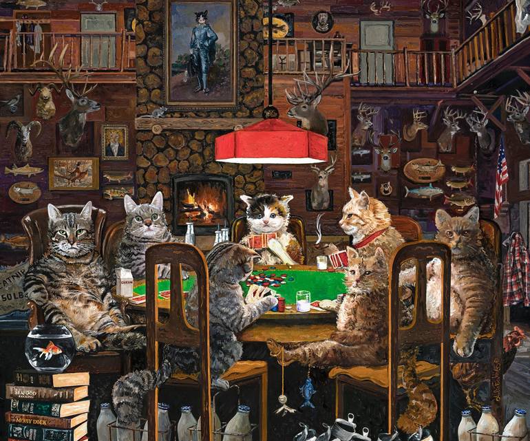 Cats Playing Poker - Print