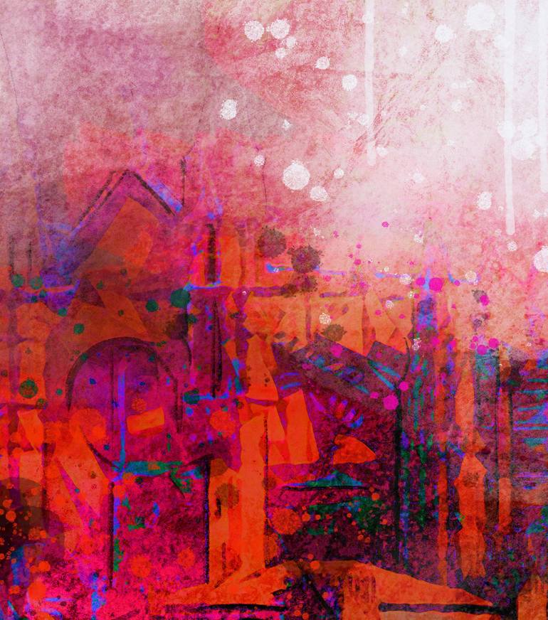 Original Abstract Cities Mixed Media by Ira Tsantekidou