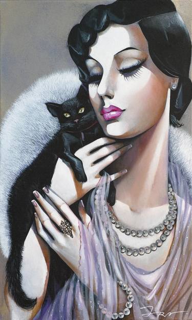 Original Art Deco Women Paintings by Ira Tsantekidou