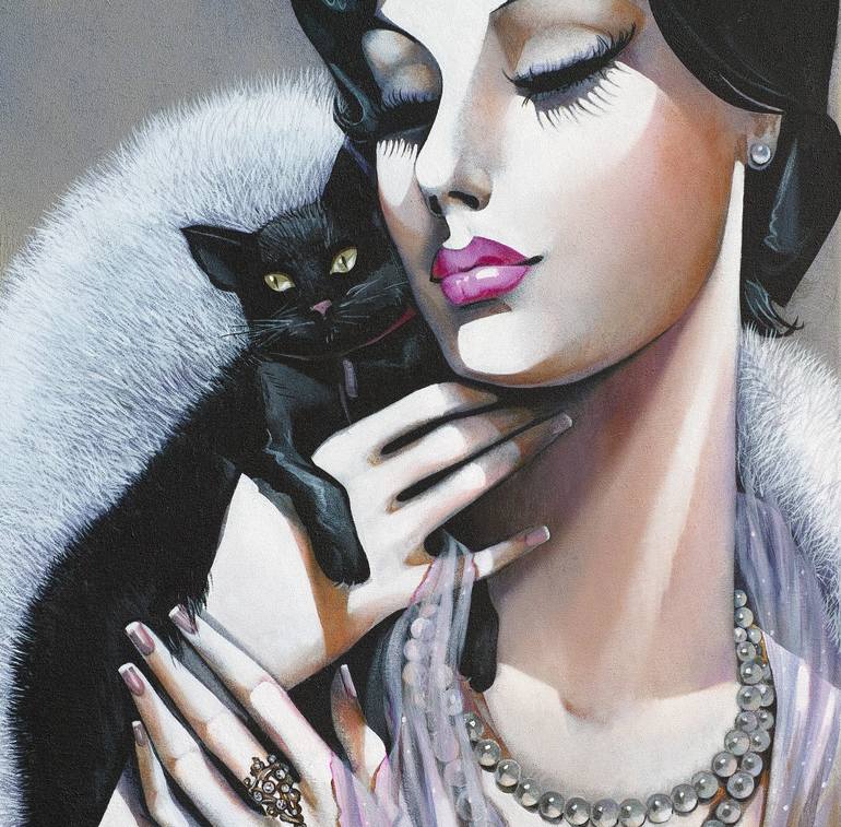 Original Art Deco Women Painting by Ira Tsantekidou