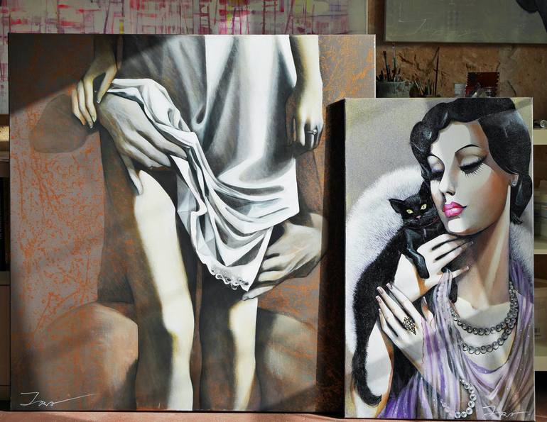Original Art Deco Women Painting by Ira Tsantekidou