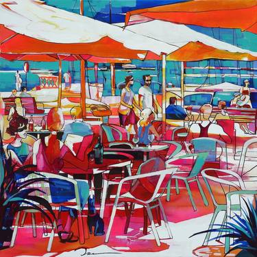 Lunchtime in Puerto Soller - Limited Edition 1 of 10, overpainted print thumb