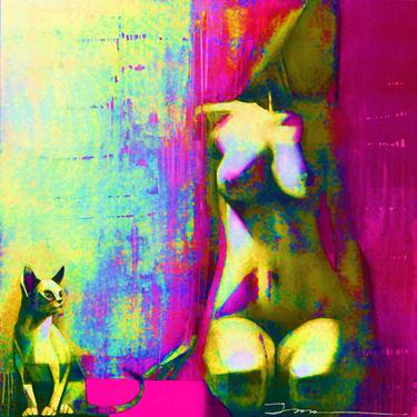 Cats, version 14, overpainted print thumb