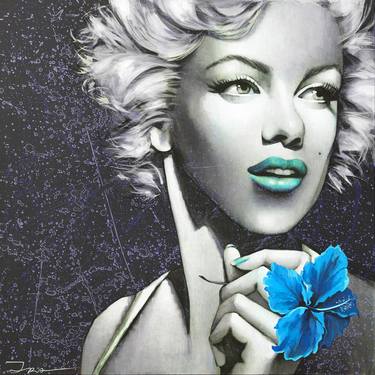 Marilyn with Flower, version 1 , overpainted print thumb