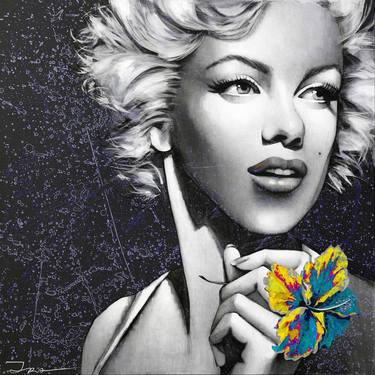 Marilyn with Flower, version 5, overpainted print thumb