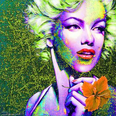 Marilyn with Flower, version 9 , overpainted print thumb