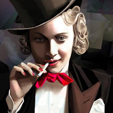 „Marlene Dietrich 3“, Kunstdruck vom Künstler übermalt thumb