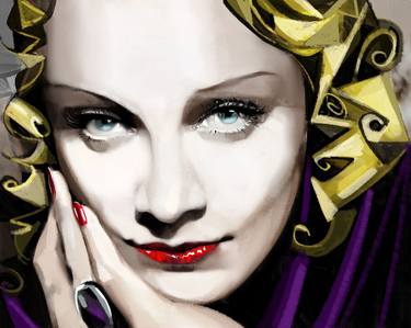 "Marlene Dietrich 4“, Kunstdruck vom Künstler übermalt thumb