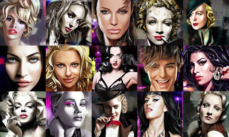 Original Art Deco Pop Culture/Celebrity Mixed Media by Ira Tsantekidou