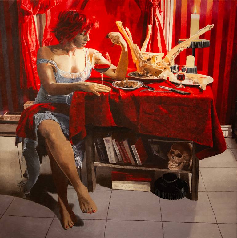 Original Art Nouveau Women Painting by Sien-Sébastien Bouchard