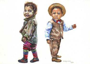 Original Realism People Paintings by Vasiliki Dimtsiou