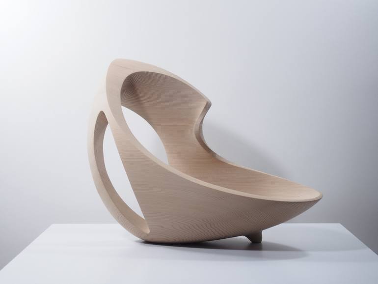 Abstract Wood Sculpture - Form and Formless No.3 - Yellow