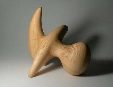 Abstract Wood Sculpture - Gravity No.1 - Carved in Fir - 2017 thumb