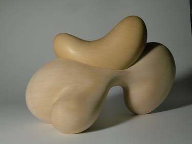 Abstract Wood Sculpture - Mother Earth No.1 - Carved Using Hand Tools From Yellow Cedar and beeswax - Freestanding, Expressionist, Modern thumb