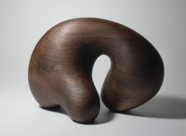 Abstract Wood Sculpture - Arch No.5 - Carved From Peruvian Walnut With Hand Tools - Fluid, Smooth, Modern, Natural, Organic, Calm - Print