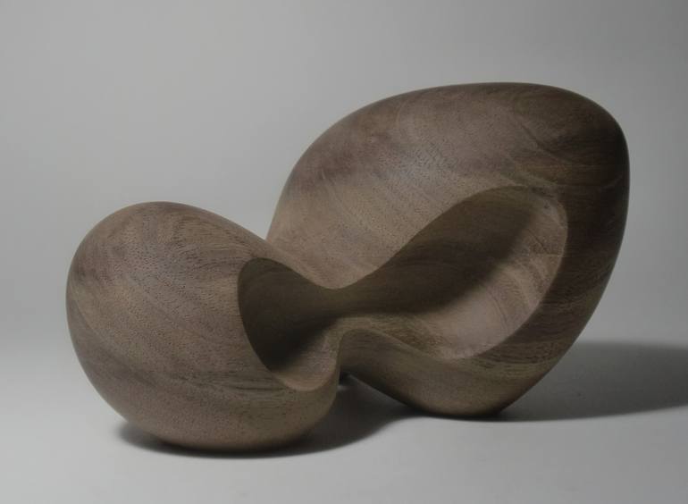 Abstract Wood Sculpture - Opportunity No.4 - Carved From Walnut With Hand Tools - Biomorphic, Smooth, Modern, Natural, Tactile, Freestanding - Print