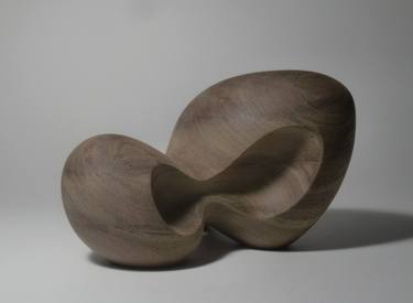 Abstract Wood Sculpture - Opportunity No.4 - Carved From Walnut With Hand Tools - Biomorphic, Smooth, Modern, Natural, Tactile, Freestanding thumb